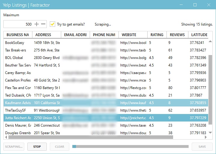 yelp data extractor